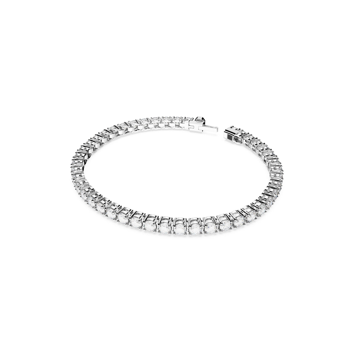Swarovski Matrix Tennis bracelet Medium, Round cut, White, Rhodium plated