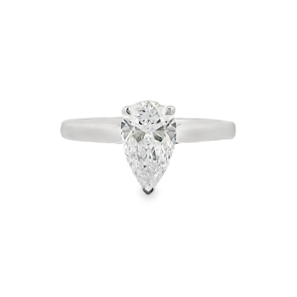 Pear Cut Single Stone 1.00ct Lab Grown Diamond, Platinum