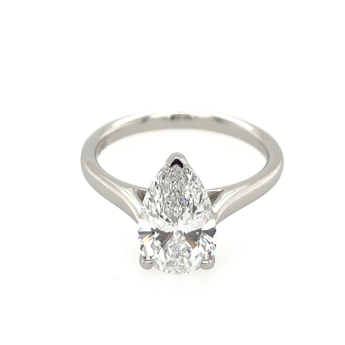 Pear Cut Single Stone 2.01ct Lab Grown Diamond, Platinum