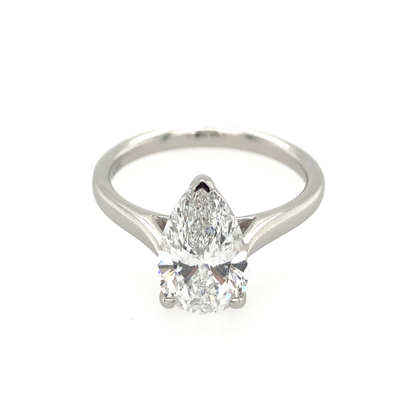Pear Cut Single Stone 2.01ct Lab Grown Diamond, Platinum
