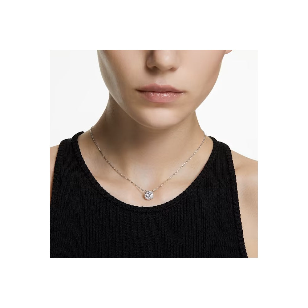 Swarovski Constella pendant, Round cut, Pavé, White, Rhodium plated