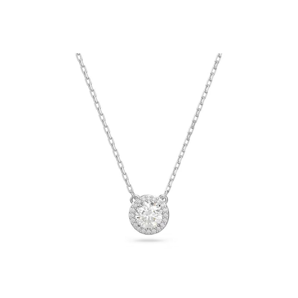 Swarovski Constella pendant, Round cut, Pavé, White, Rhodium plated