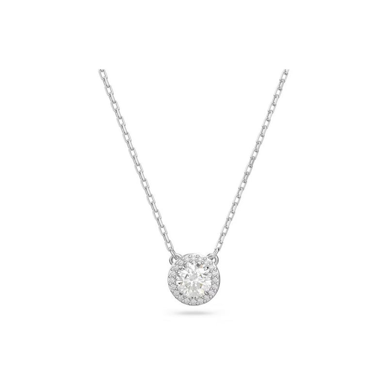 Swarovski Constella pendant, Round cut, Pavé, White, Rhodium plated