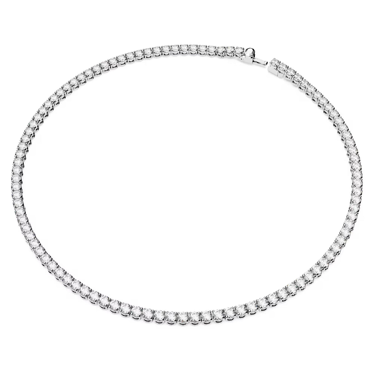 Swarovski Matrix Tennis necklace Medium, Round cut, White, Rhodium plated