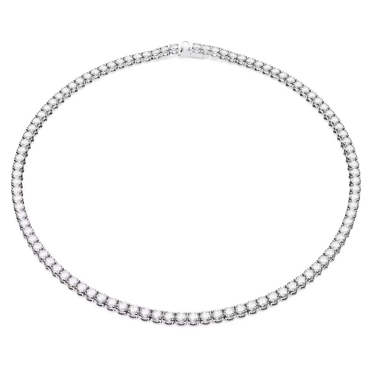 Swarovski Matrix Tennis necklace Medium, Round cut, White, Rhodium plated