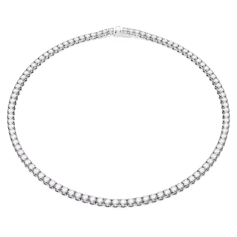 Swarovski Matrix Tennis necklace Medium, Round cut, White, Rhodium plated