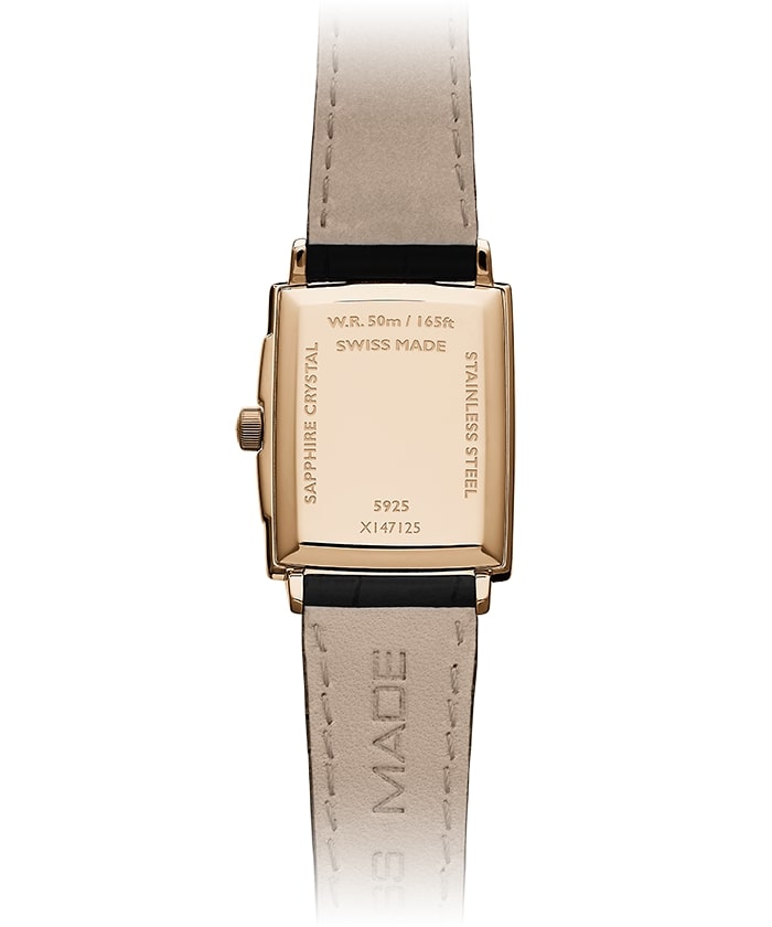 Raymond Weil Tocatta Ladies Rose PVD Case, White Dial, Black leather Strap 28mm x 22mm