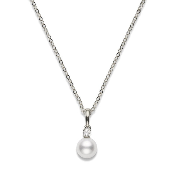 Mikimoto Akoya Cultured Pearl and Diamond Pendant 18ct White Gold