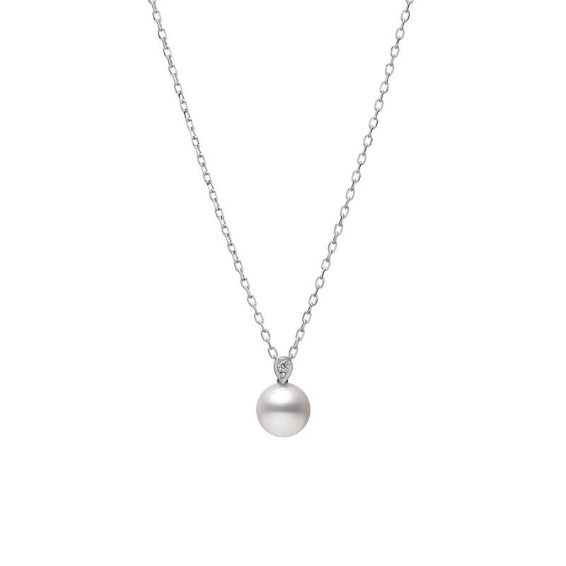 Mikimoto Akoya Pearl and Diamond Pendant 18ct White Gold