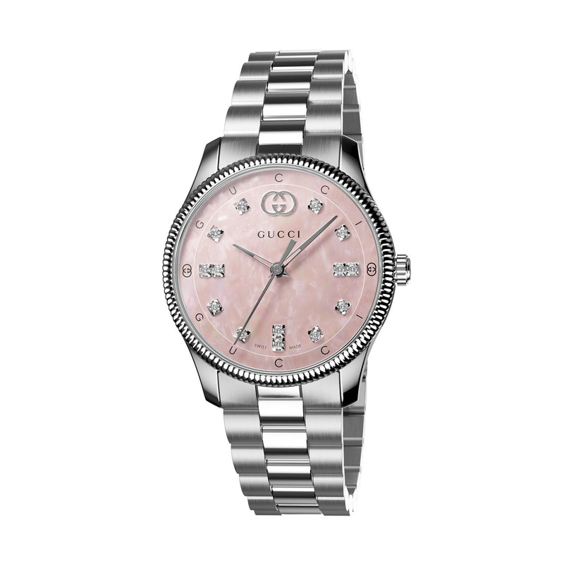 GUCCI G-Timeless Pink Diamond Dial Steel 29mm Watch YA1265062
