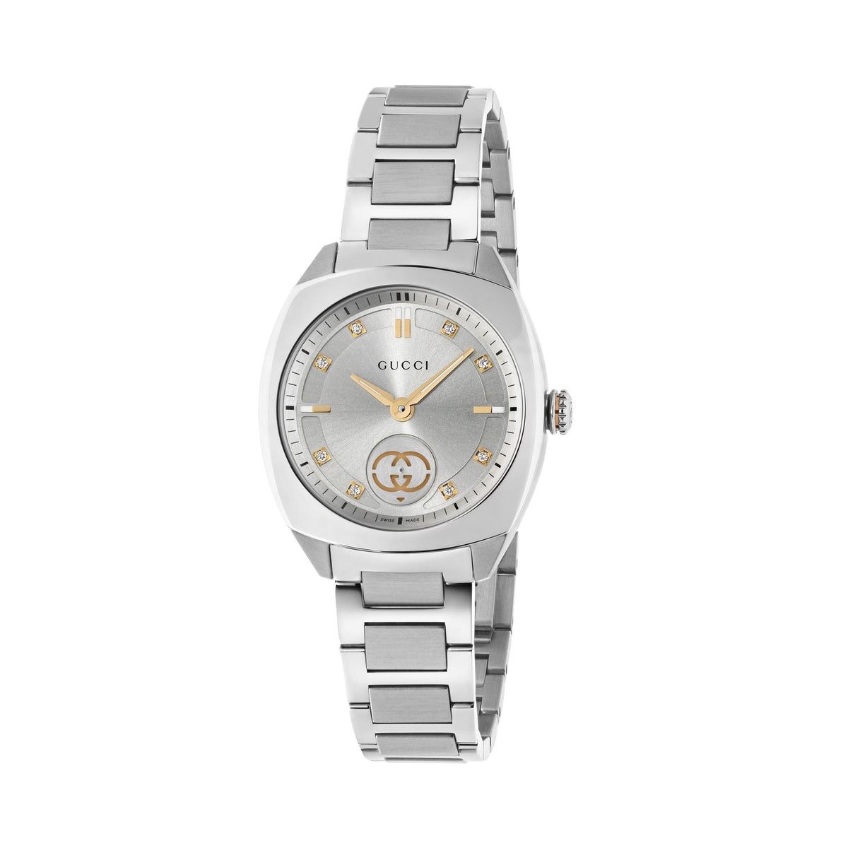 GUCCI Interlocking Ladies Silver Diamond dial 29mm Watch YA142510