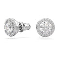 Swarovski Una stud earrings, Round cut, Pavé, White, Rhodium plated