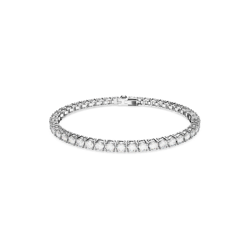 Swarovski Matrix Tennis bracelet Large, Round cut, White, Rhodium plated