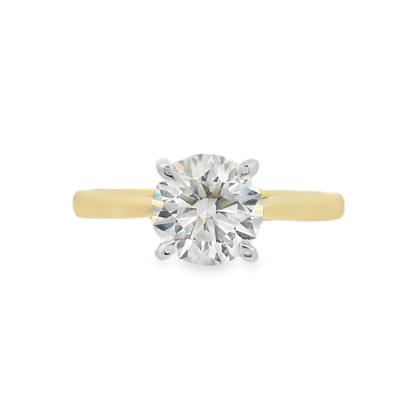 Round Brilliant Cut Single Stone 1.51ct Lab Grown Diamond, 18ct Yellow Gold