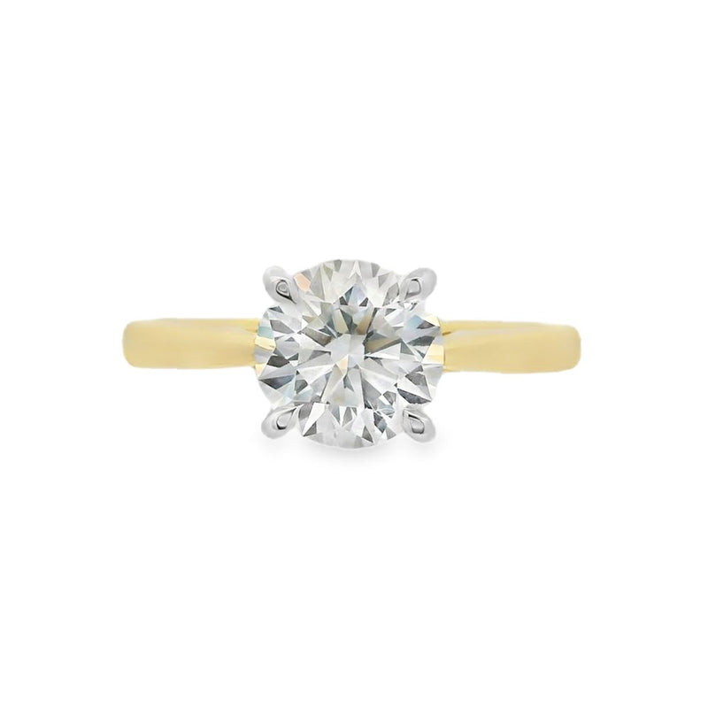 Round Brilliant Cut Single Stone 1.51ct Lab Grown Diamond, 18ct Yellow Gold