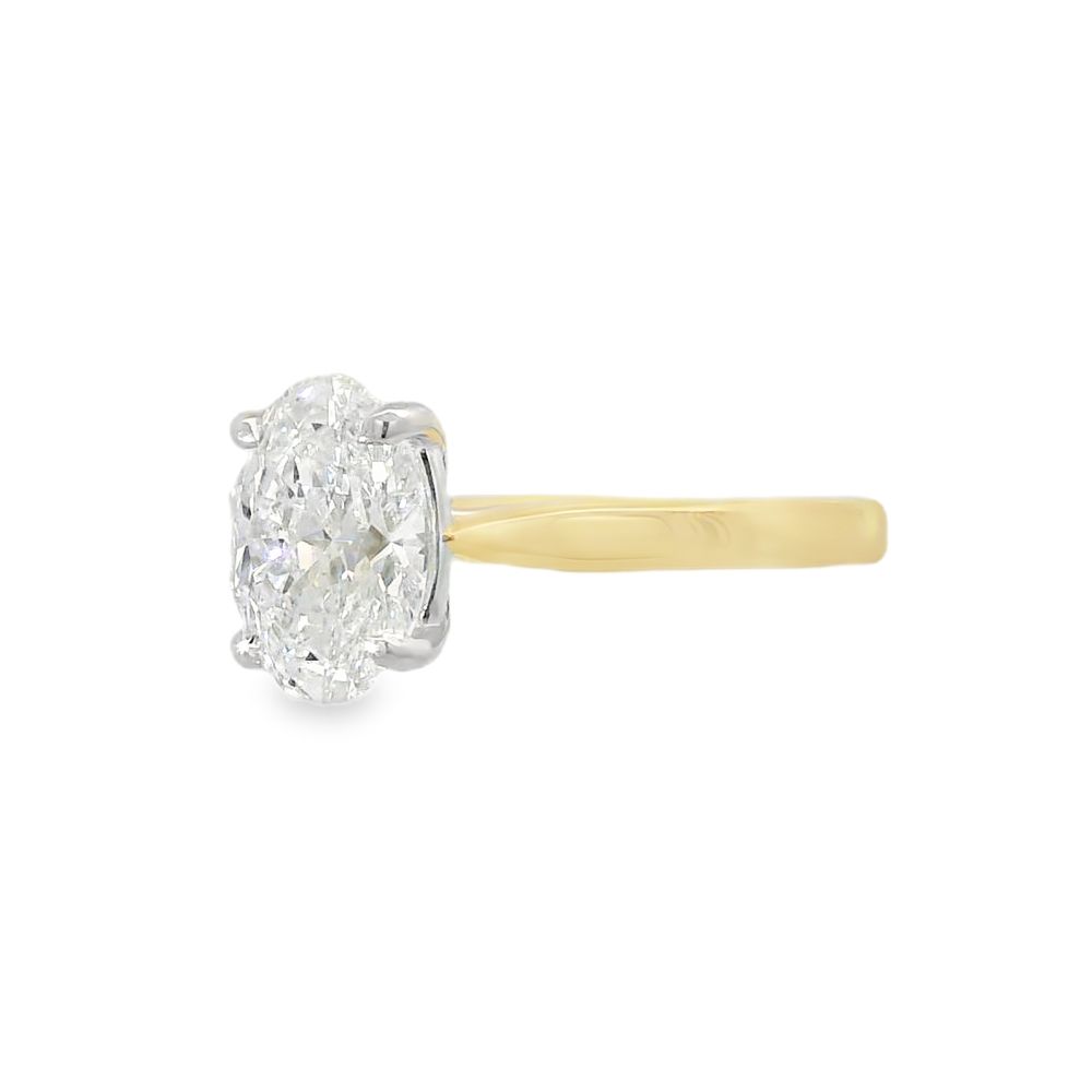 Oval Cut Single Stone 1.50ct Lab Grown Diamond, 18ct Yellow Gold