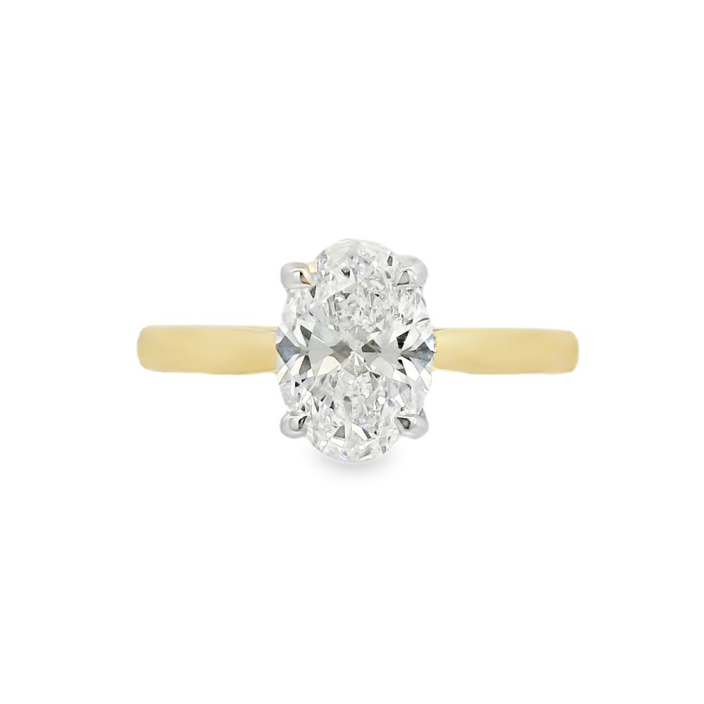 Oval Cut Single Stone 1.50ct Lab Grown Diamond, 18ct Yellow Gold