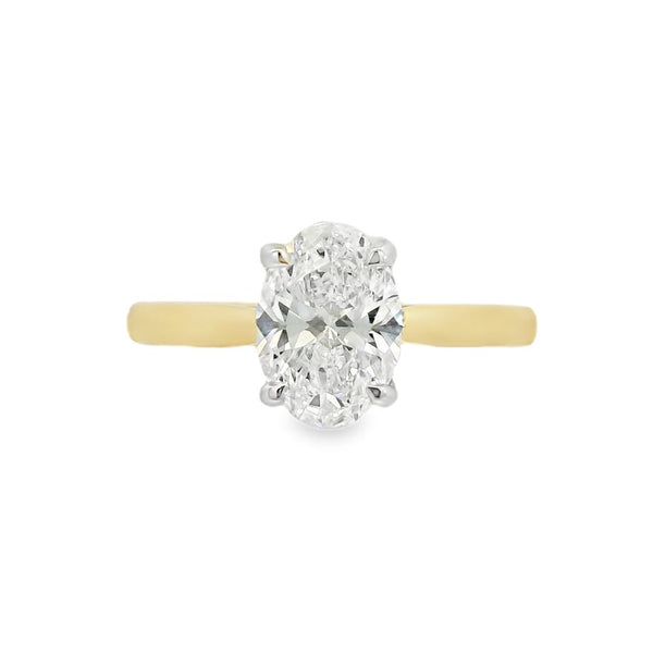 Oval Cut Single Stone 1.50ct Lab Grown Diamond, 18ct Yellow Gold