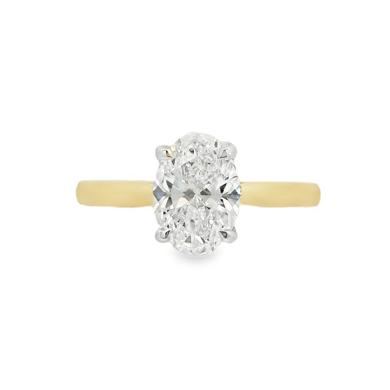 Oval Cut Single Stone 1.50ct Lab Grown Diamond, 18ct Yellow Gold