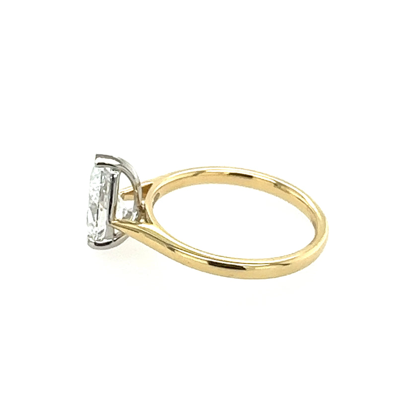 Pear Cut Single Stone 1.52ct Lab Grown Diamond, 18ct Yellow Gold