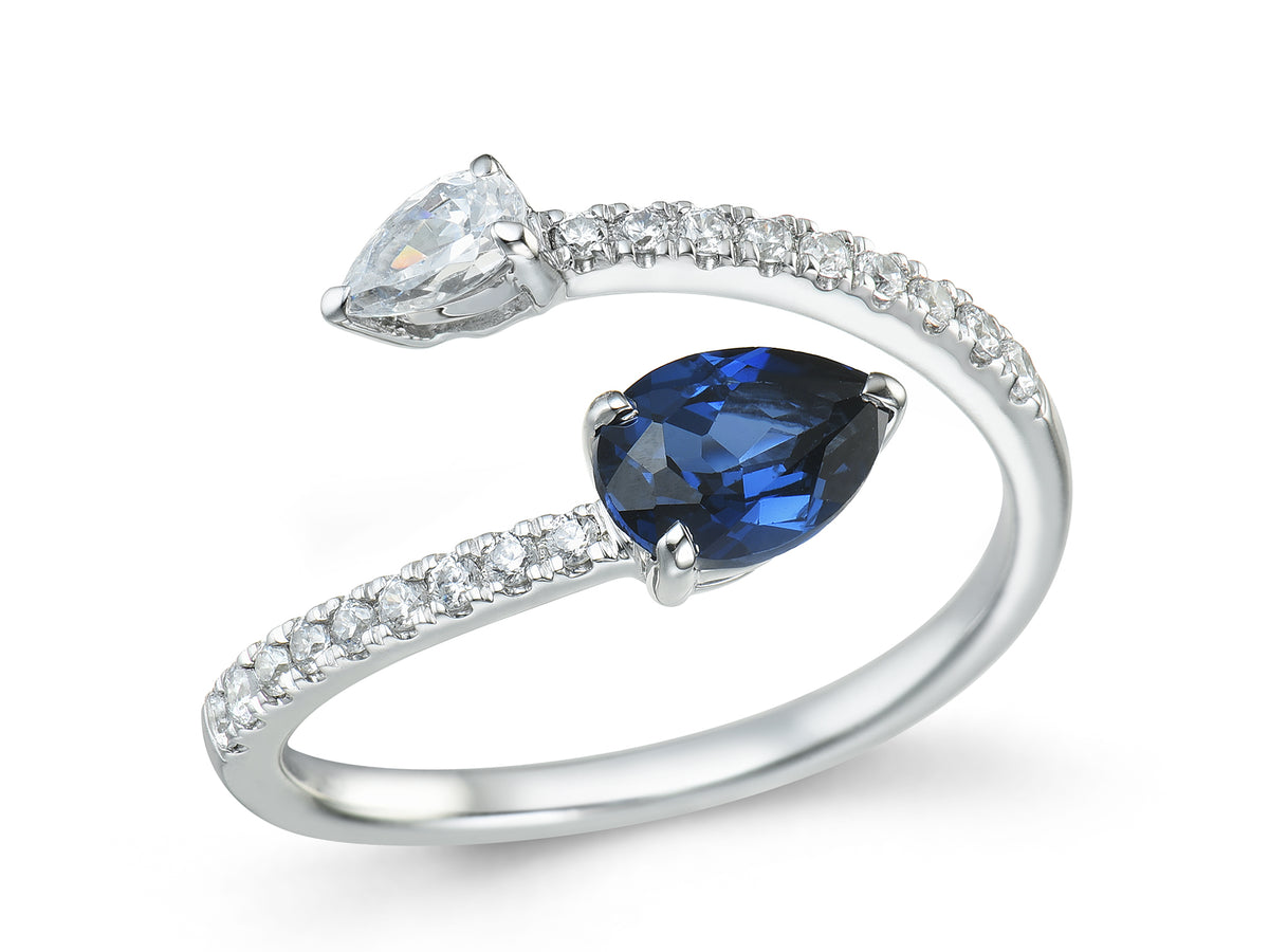 Sapphire & Diamond Moi Et Toi Platinum Ring