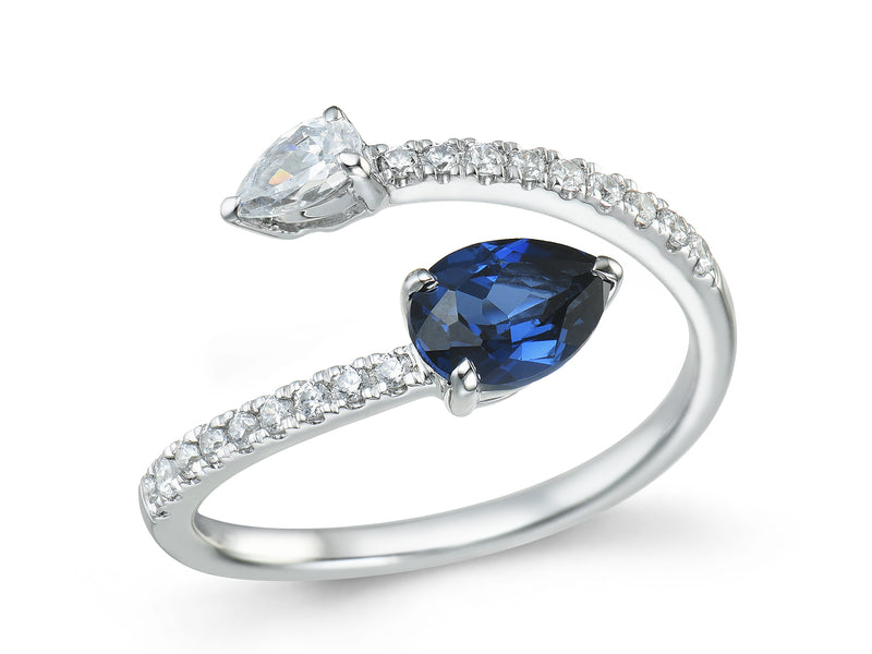 Sapphire & Diamond Moi Et Toi Platinum Ring