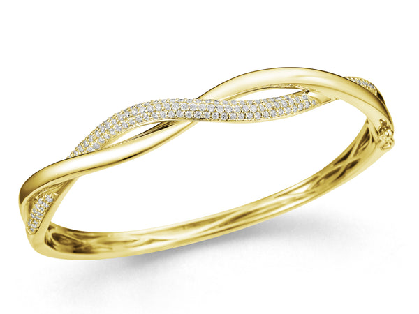 Diamond Twist Wave 9ct Yellow & White Gold Bangle