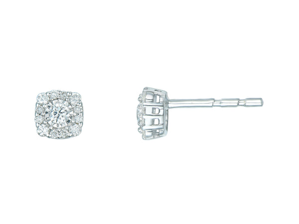 Diamond 9ct White Gold Halo Earrings