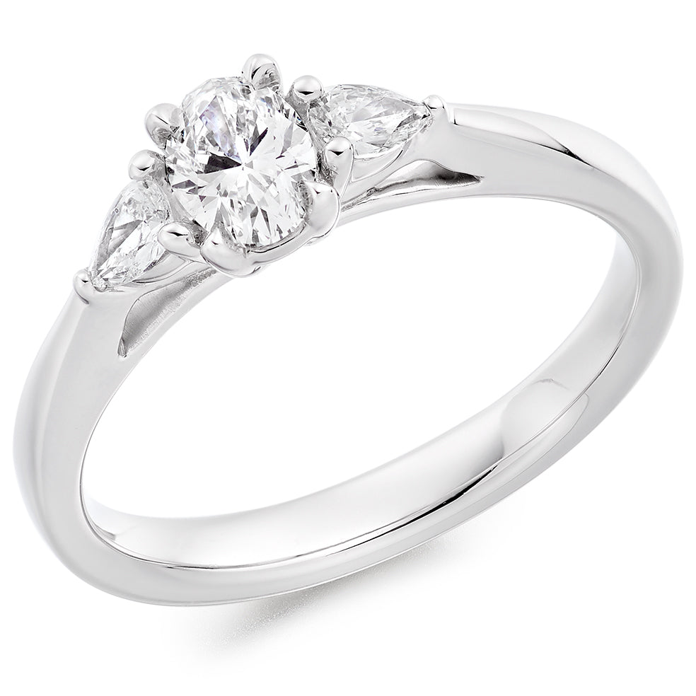 3 Stone Trilogy Diamond Platinum Ring