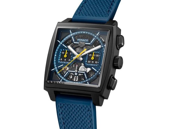 Tag Heuer Monaco Chronograph Titanium, Blue and Yellow Dial 39mm Watch CBL2188.FT6261