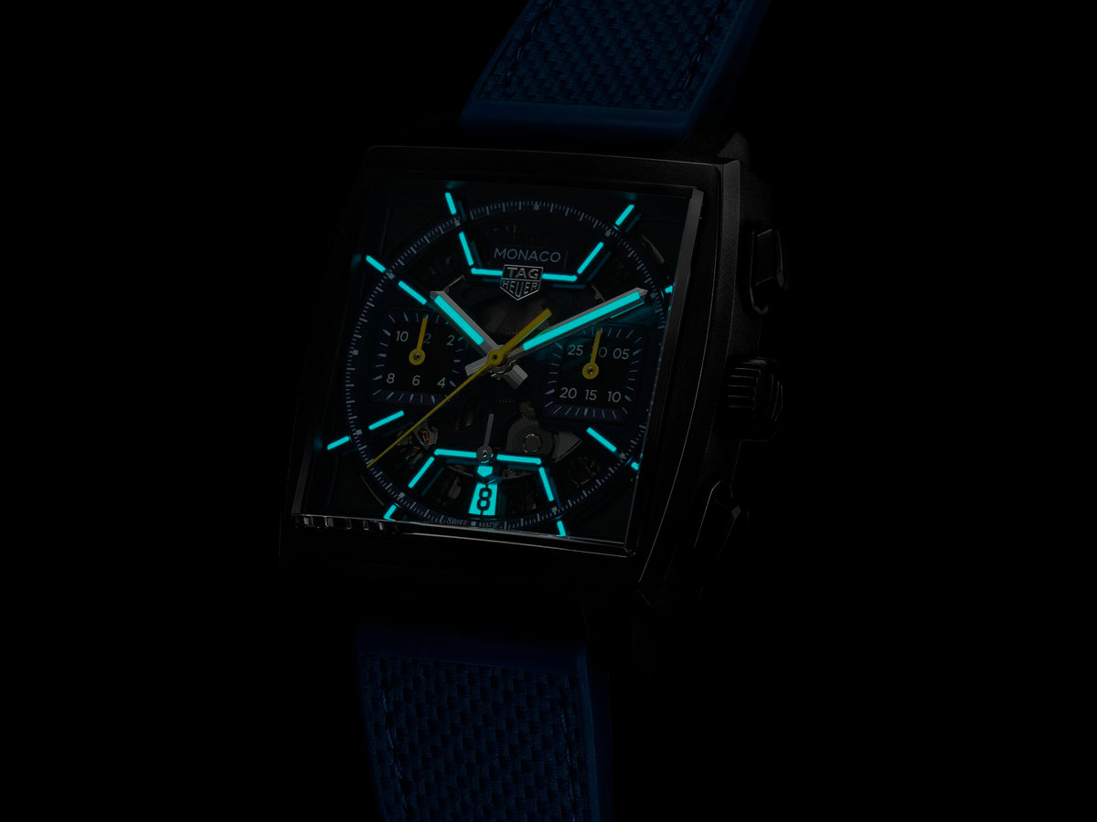 Tag Heuer Monaco Chronograph Titanium, Blue and Yellow Dial 39mm Watch CBL2188.FT6261