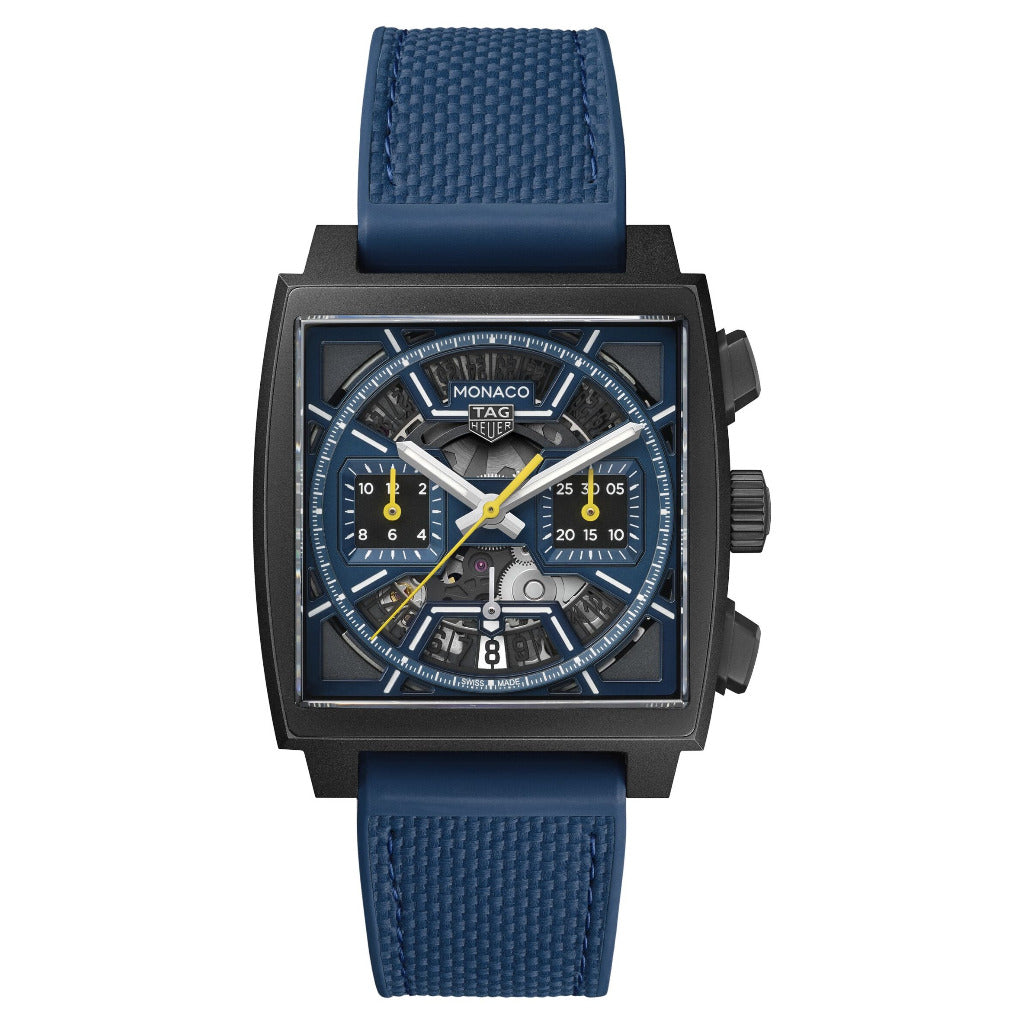 Tag Heuer Monaco Chronograph Titanium, Blue and Yellow Dial 39mm Watch CBL2188.FT6261
