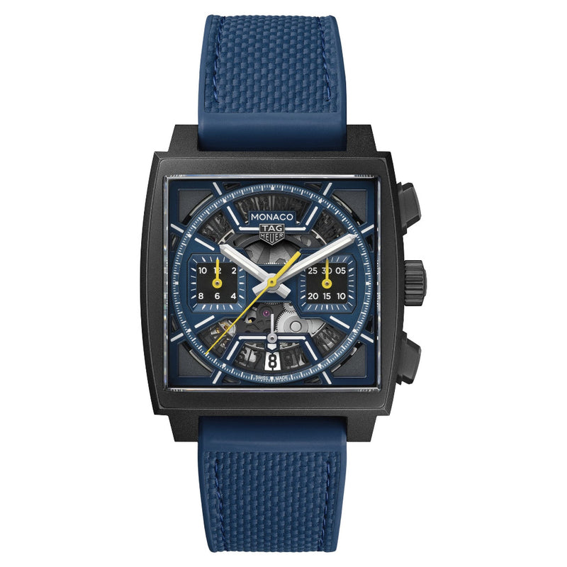 Tag Heuer Monaco Chronograph Titanium, Blue and Yellow Dial 39mm Watch CBL2188.FT6261