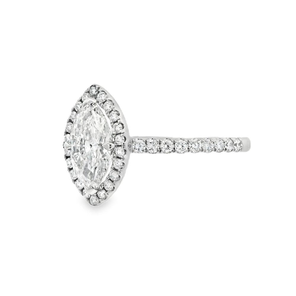 Marquise Cut Halo 1.00ct Lab Grown Diamond, Platinum