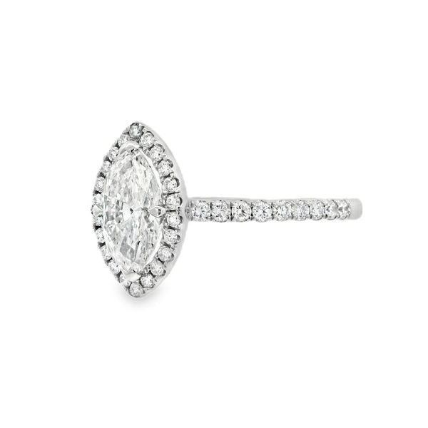 Marquise Cut Halo 1.00ct Lab Grown Diamond, Platinum