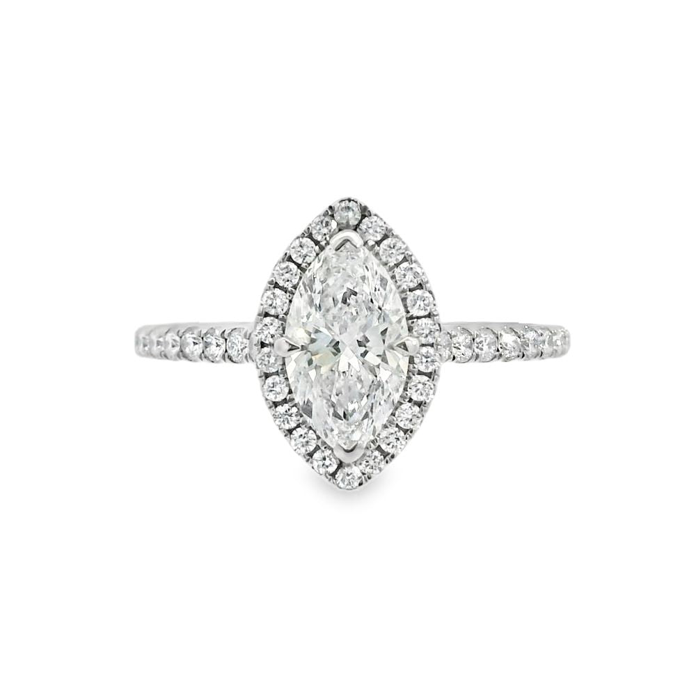 Marquise Cut Halo 1.00ct Lab Grown Diamond, Platinum