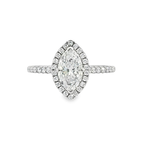 Marquise Cut Halo 1.00ct Lab Grown Diamond, Platinum