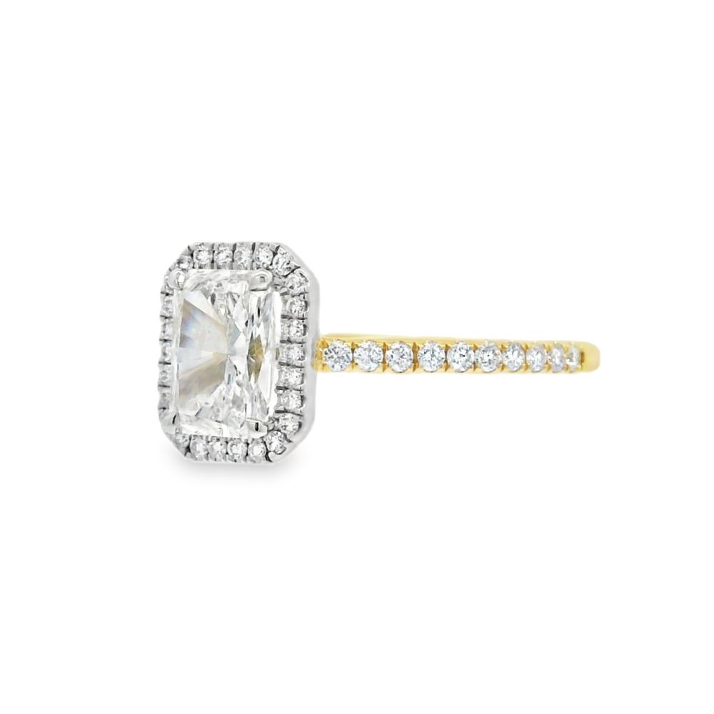 Radiant Cut Halo 1.01ct Lab Grown Diamond, 18ct Yellow Gold & Platinum