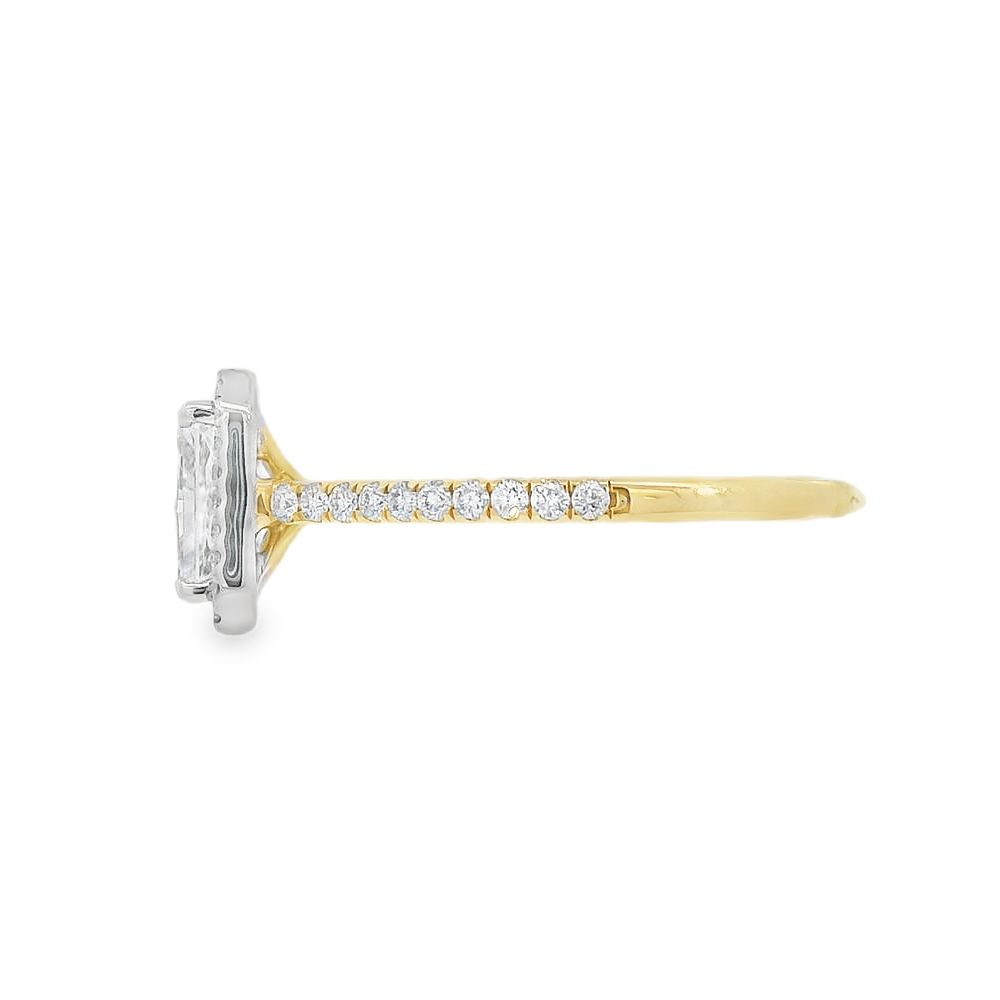 Radiant Cut Halo 1.01ct Lab Grown Diamond, 18ct Yellow Gold & Platinum