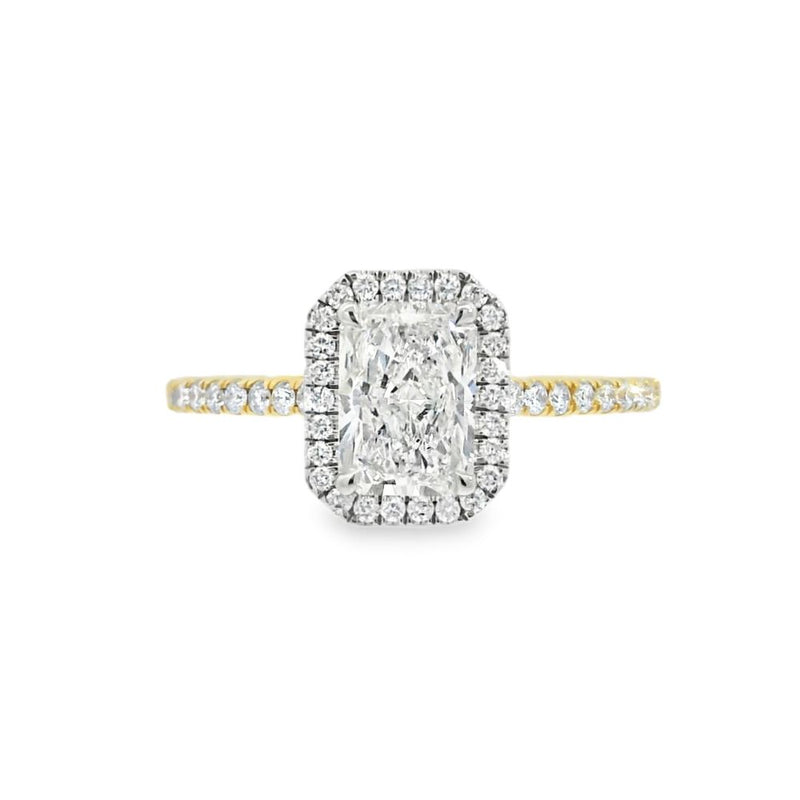 Radiant Cut Halo 1.01ct Lab Grown Diamond, 18ct Yellow Gold & Platinum