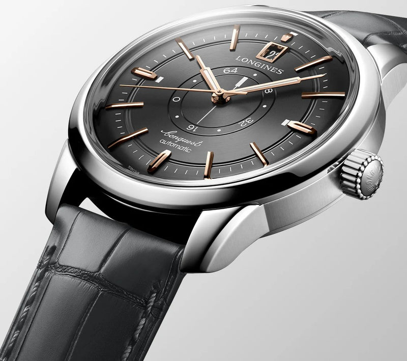Longines Conquest Heritage Central Power Reserve, Anthractite, Leather Strap 38mm Watch L1.648.4.62.2