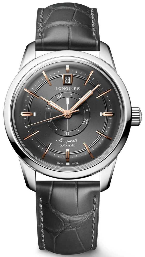 Longines Conquest Heritage Central Power Reserve, Anthractite, Leather Strap 38mm Watch L1.648.4.62.2