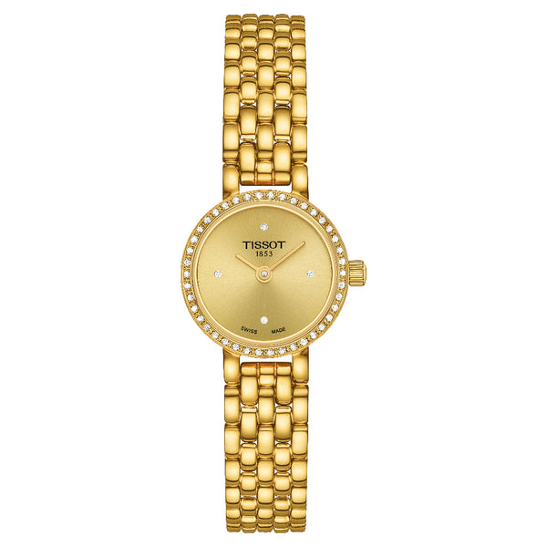 Tissot Lovely Round Gold Diamond Bezel Watch 19.5mm T1400096302600