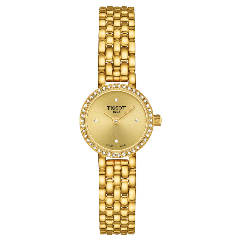 Tissot Lovely Round Gold Diamond Bezel Watch 19.5mm T1400096302600