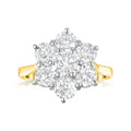 Diamond 2.00ct Daisy Flower Cluster 18ct Yellow Gold