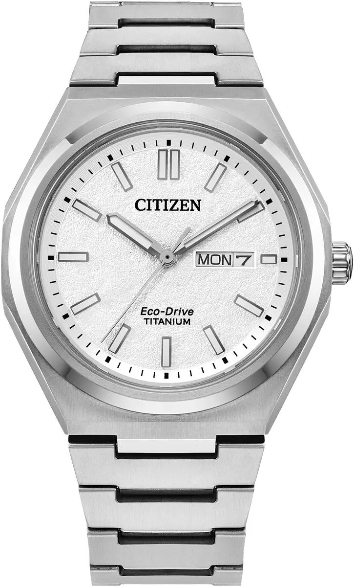 Citizen Eco-Drive Zenshin Super Titanium White Day-Date 39mm Watch AW0130-85A