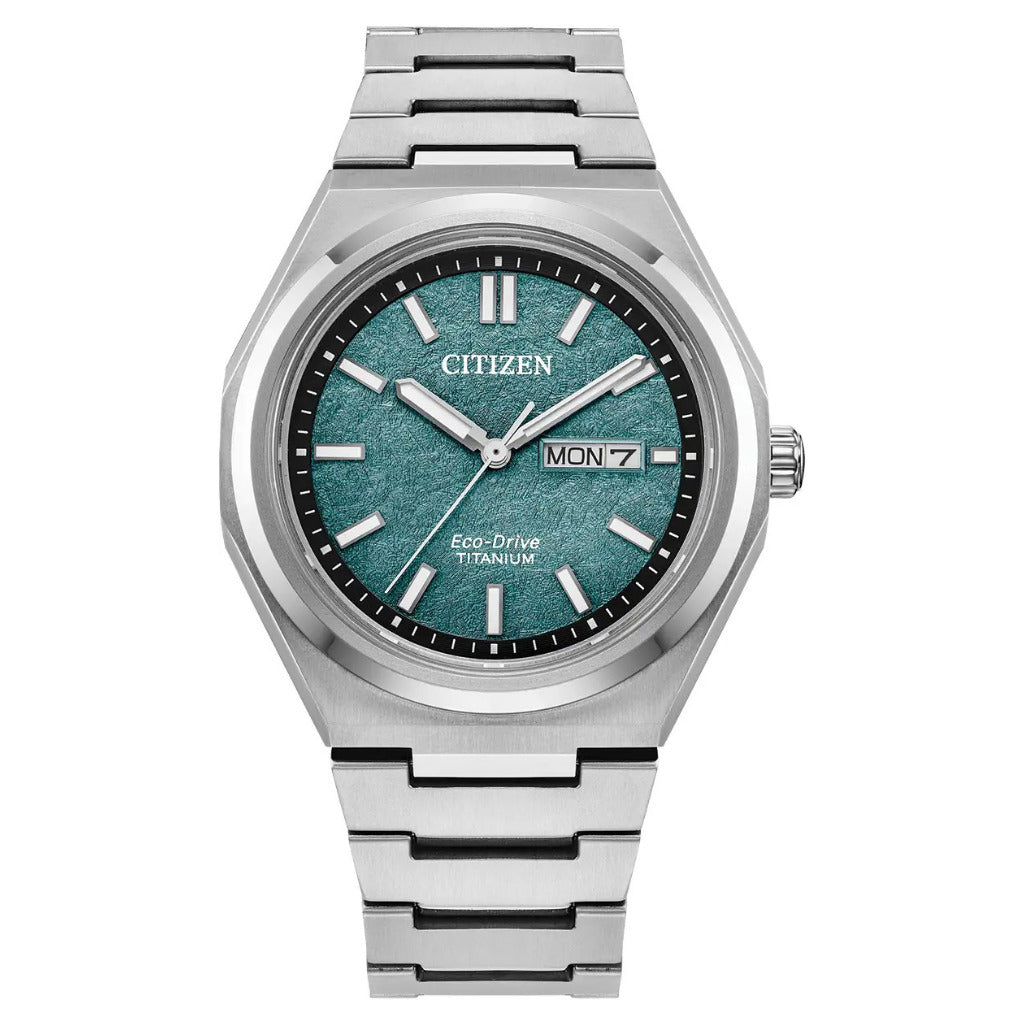 Citizen Eco-Drive Zenshin Super Titanium Green Day-Date 39mm Watch AW0130-85X