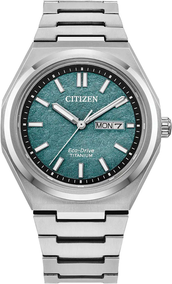 Citizen Eco-Drive Zenshin Super Titanium Green Day-Date 39mm Watch AW0130-85X