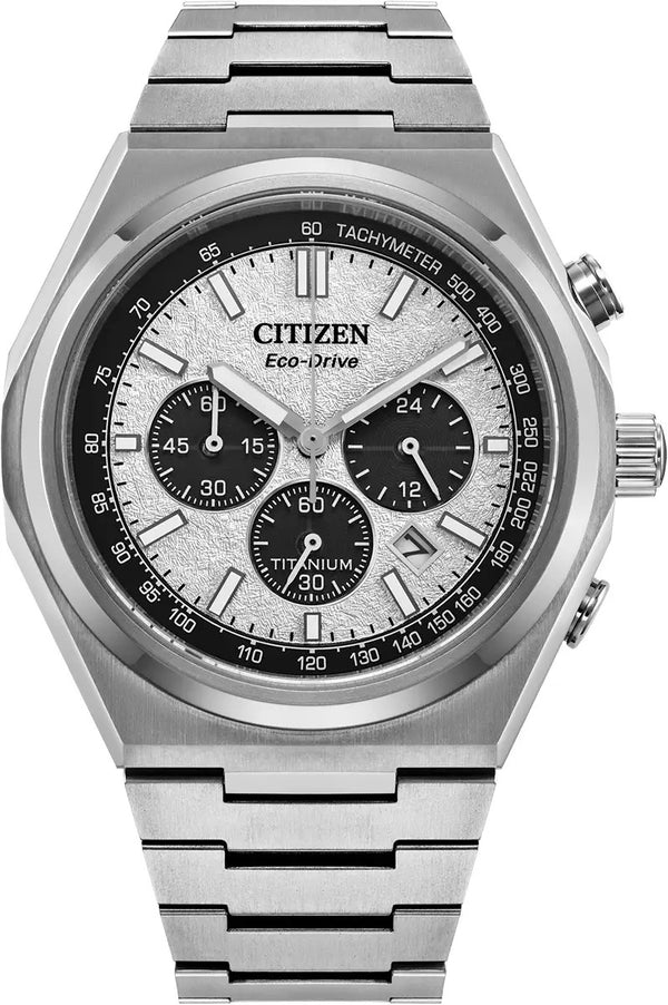 Citizen Eco-Drive Zenshin Super Titanium White Chronograph 42mm Watch CA4610-85A