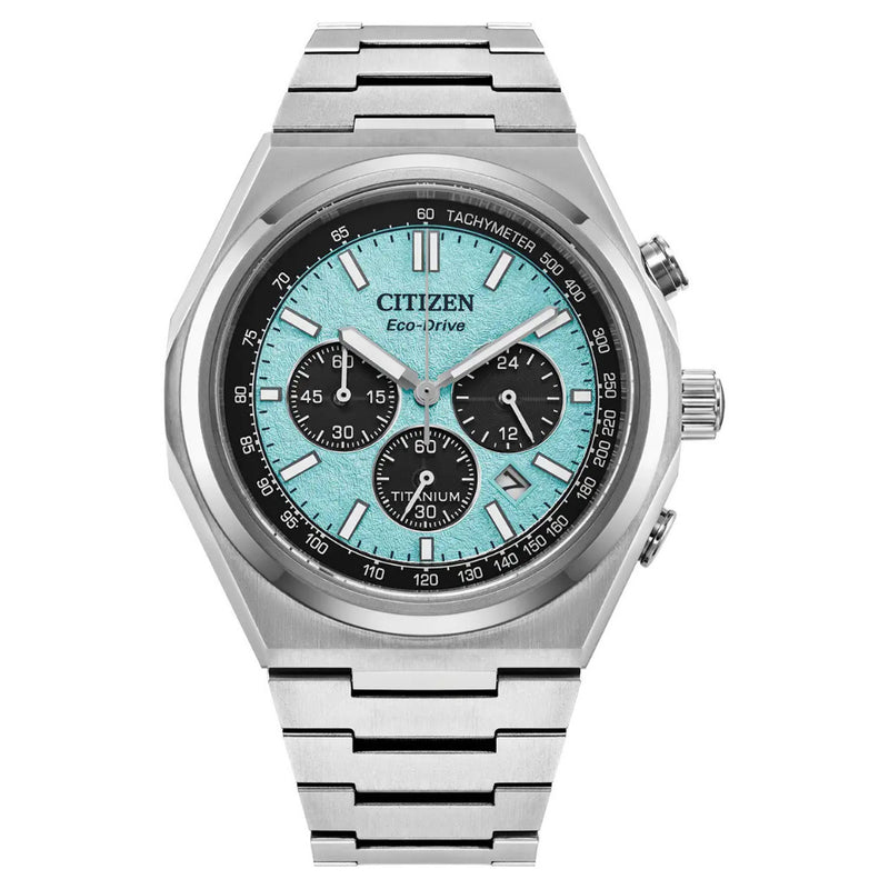 Citizen Eco-Drive Zenshin Super Titanium Blue Chronograph 42mm Watch CA4610-85M